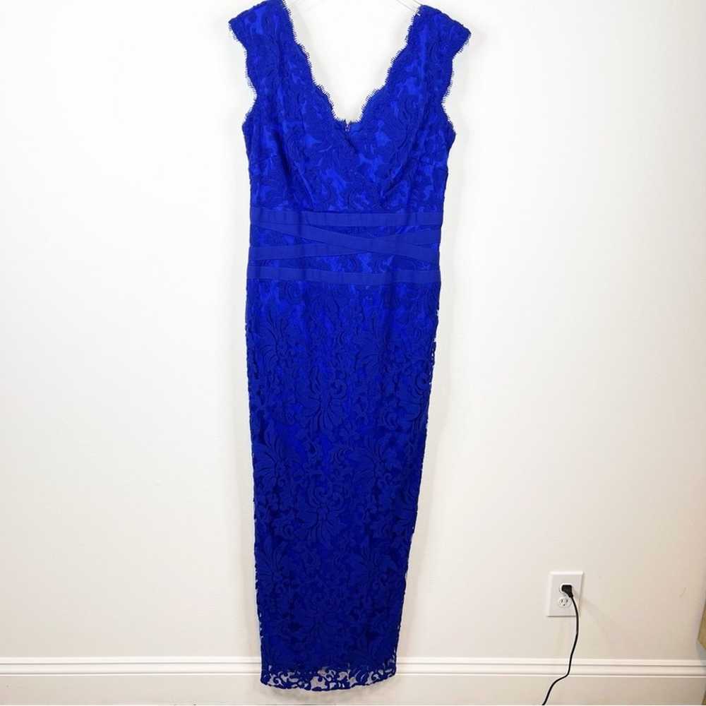 Tadashi Shoji Full Length Lace Gown 10 Blue - image 2