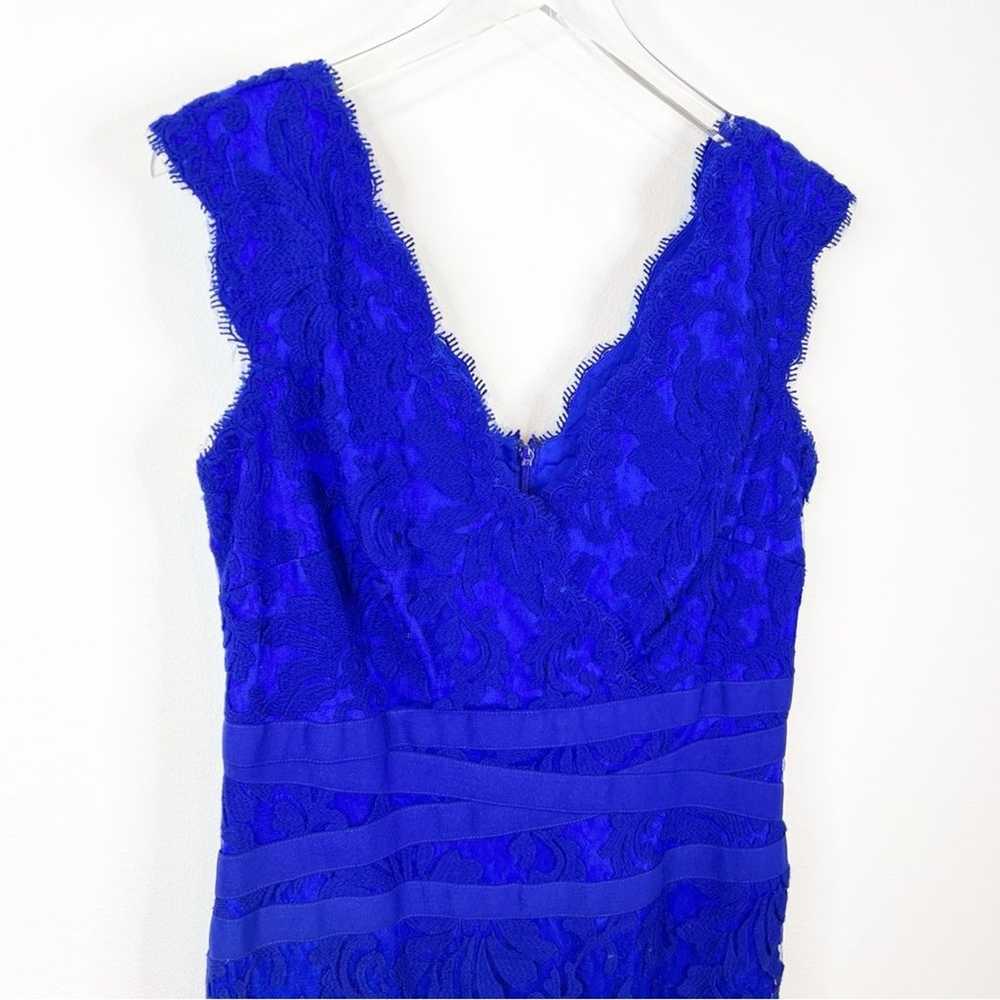Tadashi Shoji Full Length Lace Gown 10 Blue - image 4