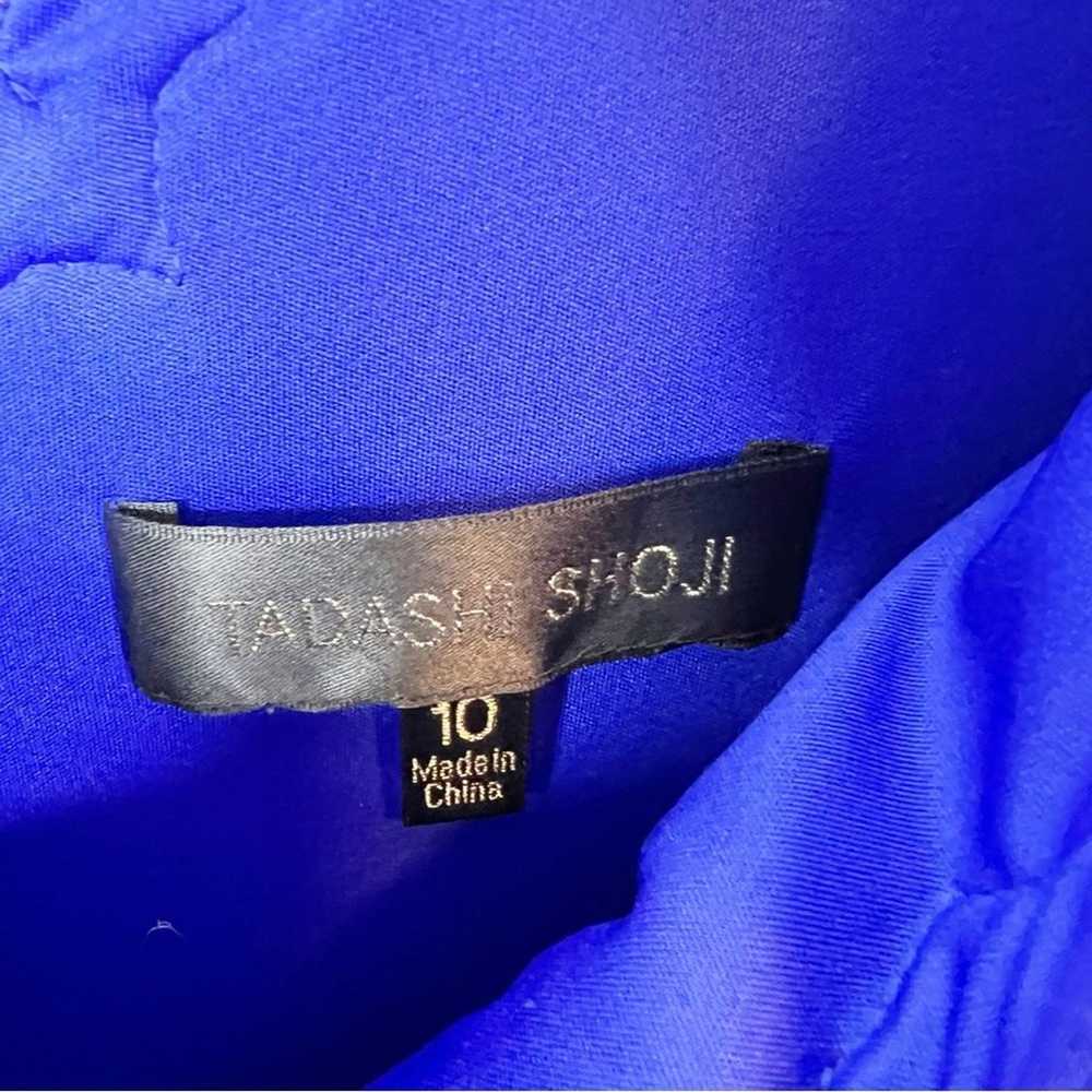 Tadashi Shoji Full Length Lace Gown 10 Blue - image 5