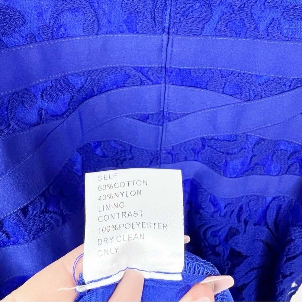 Tadashi Shoji Full Length Lace Gown 10 Blue - image 6