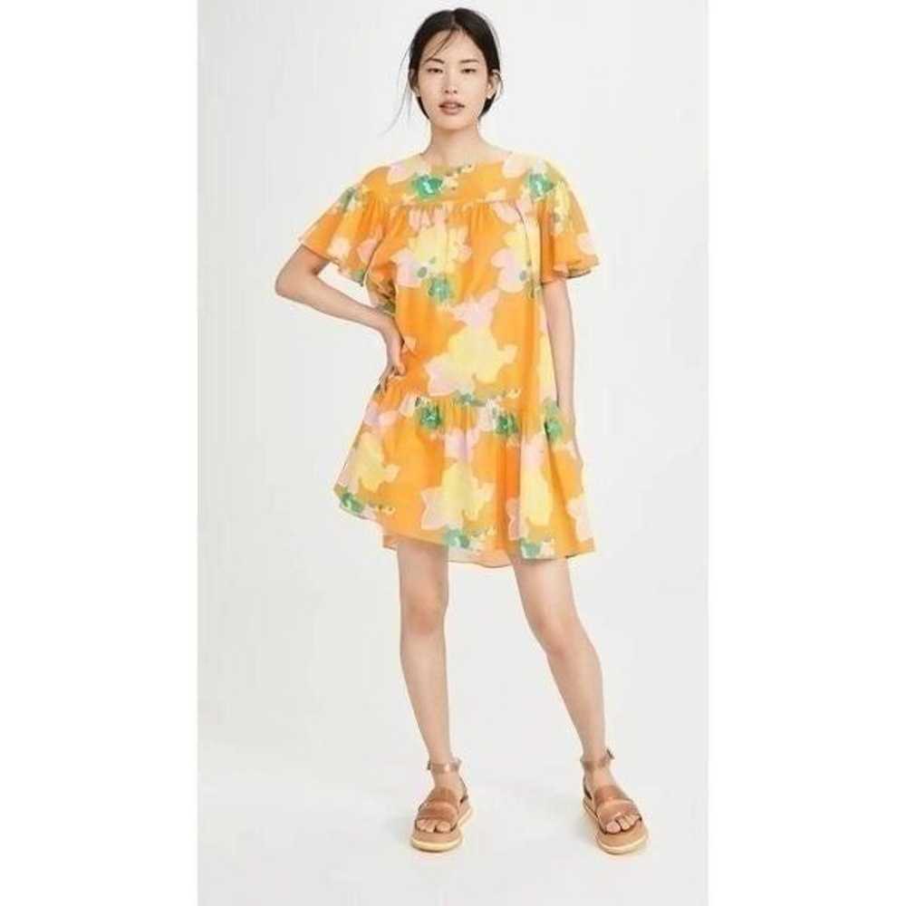 Whit Carly Dress, Short Sleeve Orange Floral Cott… - image 1