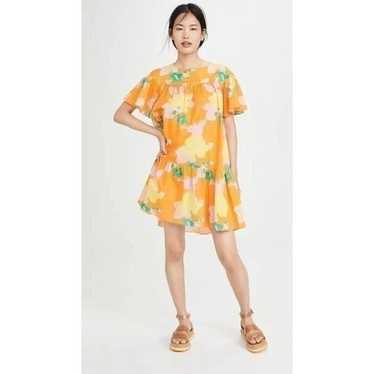 Whit Carly Dress, Short Sleeve Orange Floral Cott… - image 1