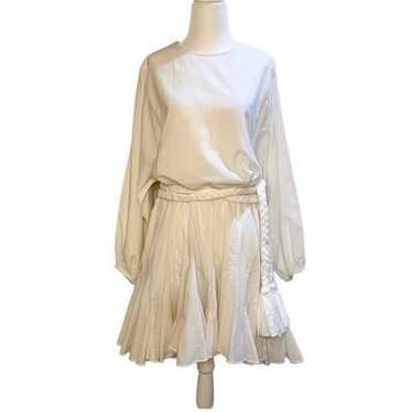 Rhode Ella Plain Solid White Pleated Mini Dress La