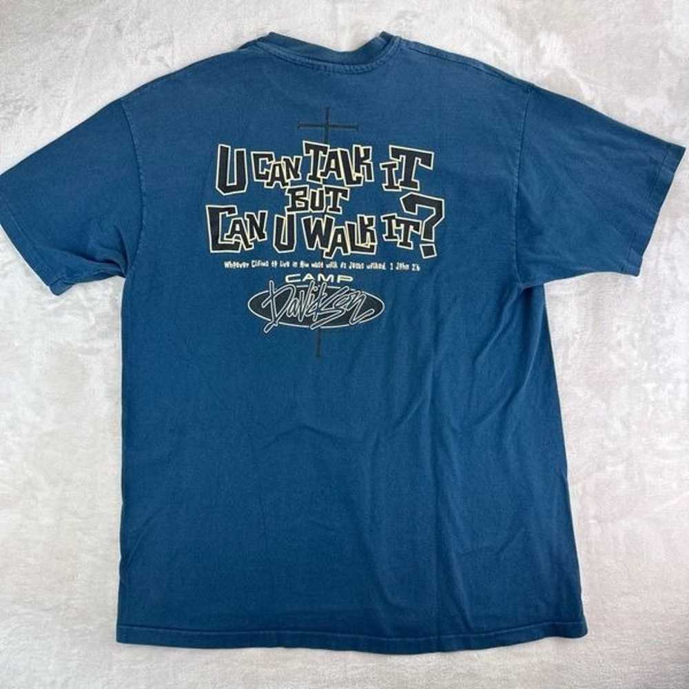 VTG 90s CAMP DAVIDSON Shirt Mens XL Blue 'Walk It… - image 2
