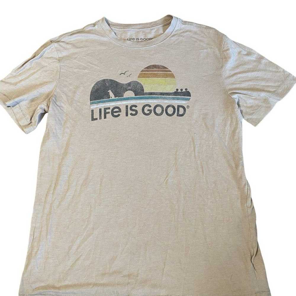 Life is good dog and guitar t shirt - image 1