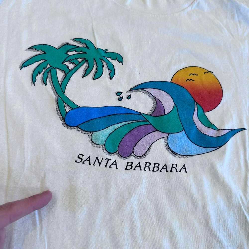 Vintage santa barbara beach wave sunset graphic t… - image 6