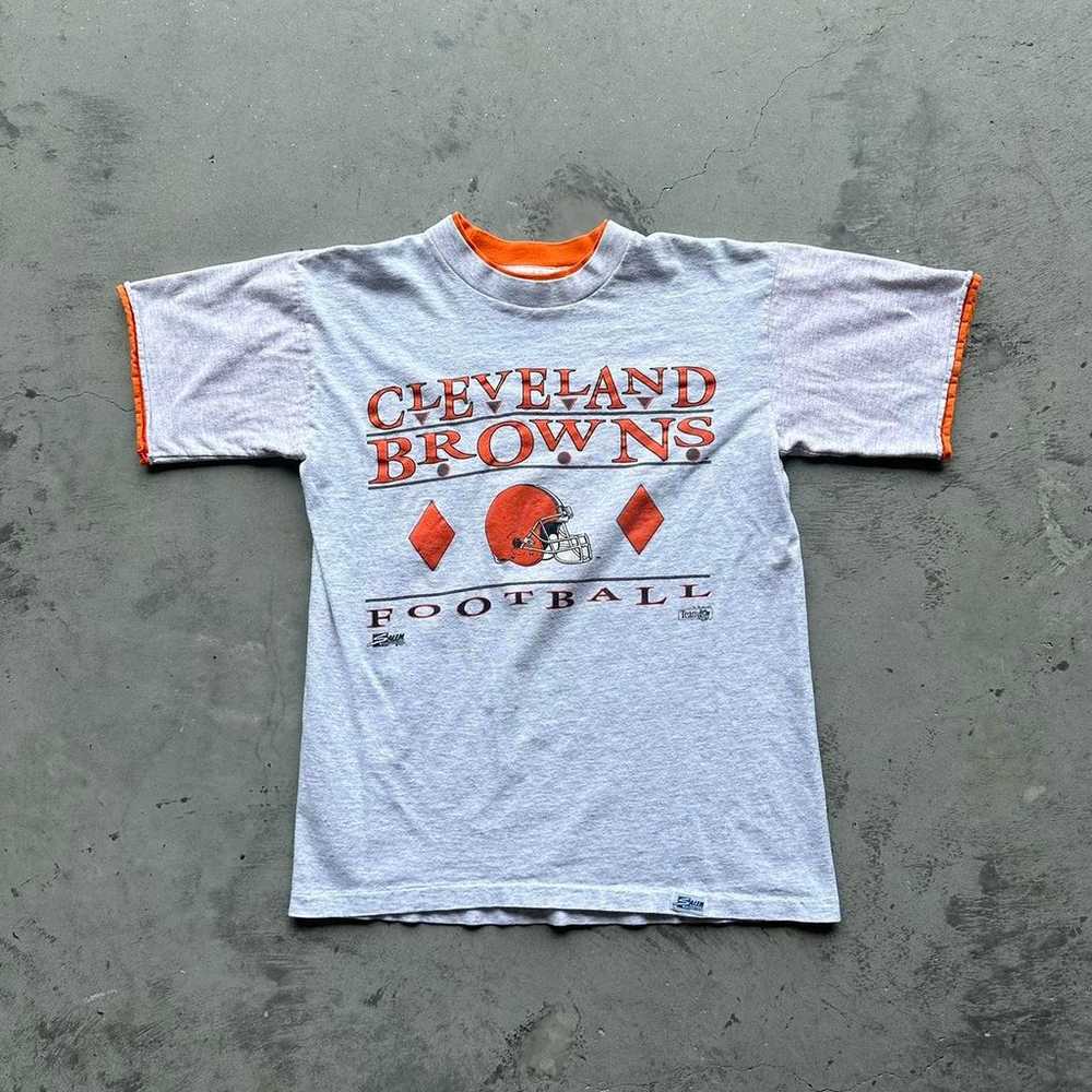 Vintage 1992 Cleveland browns double sleeve t shi… - image 1