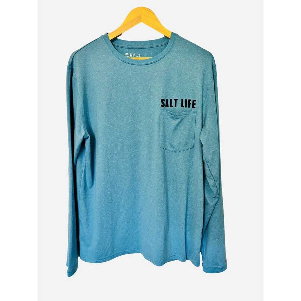 Salt Life shirt Men Medium Blue Fishing Long Slee… - image 1