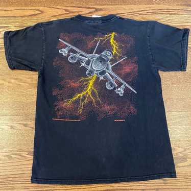 Vintage Blackbird Fighter Jet Lightning Tshirt Si… - image 1