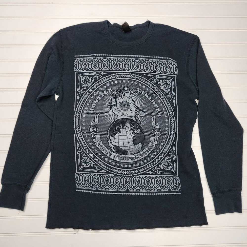 Obey Propaganda Men's Black Knit Thermal Long Sle… - image 1