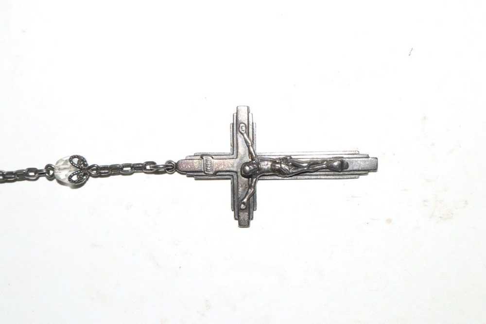 Vintage 1947 Sterling Silver Rosary Crucifix Neck… - image 1