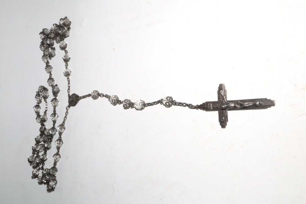 Vintage 1947 Sterling Silver Rosary Crucifix Neck… - image 6