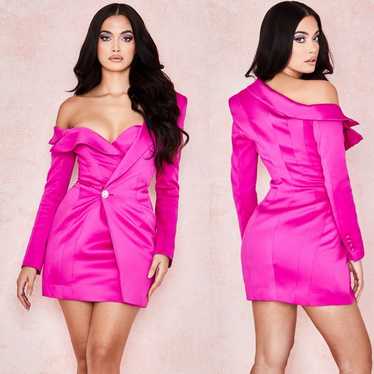 House of CB House of CB MYA HOT PINK SATIN OFF SHO