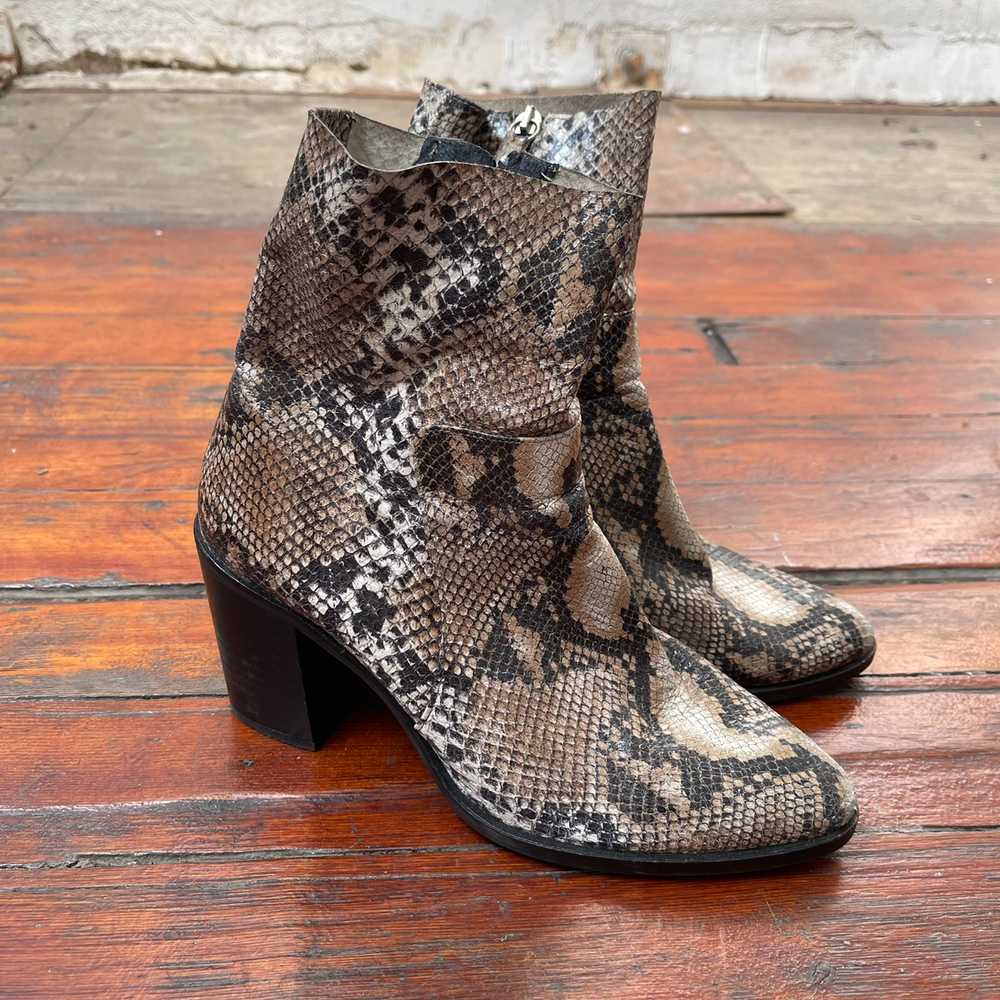 Topshop - Topshop Stacked Heel Snakeskin Boots - image 1