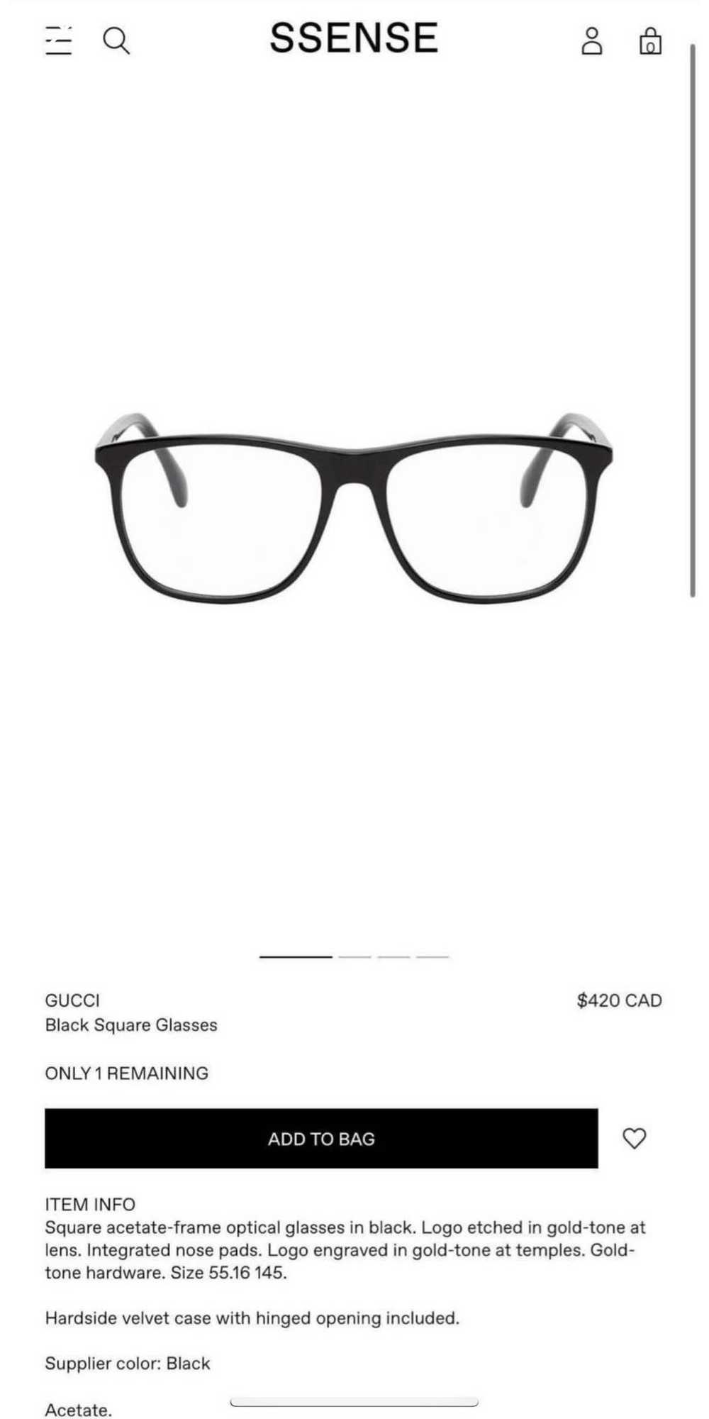GUCCI Black Square Glasses w/ case - image 6