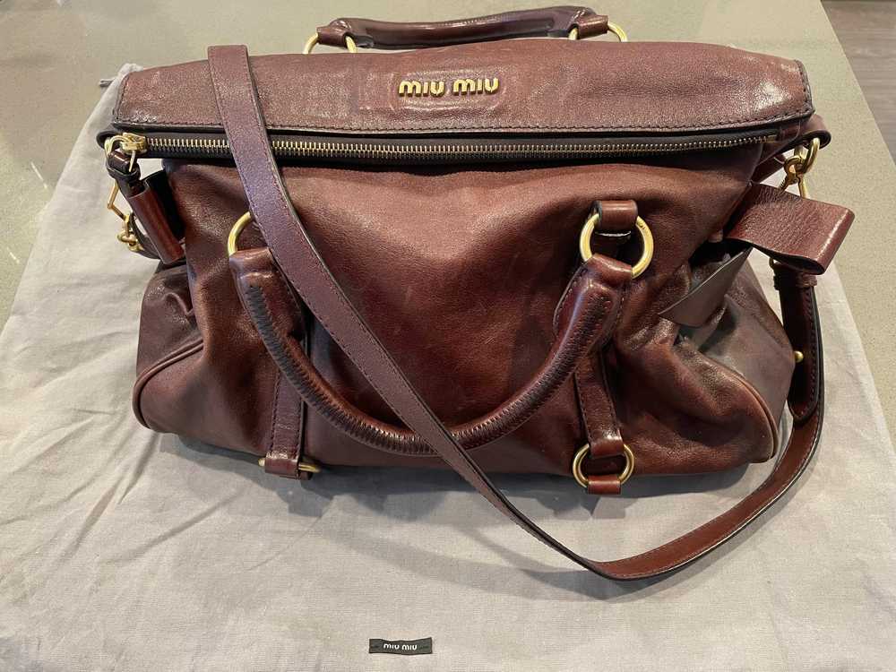 Miu Miu Vitello Lux Bow Top Handle Bag - image 1