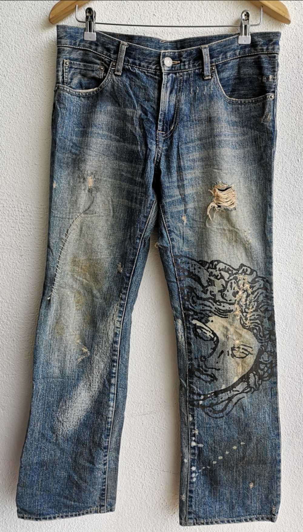 Distressed Denim - Distressed Versace Medusa Head… - image 3