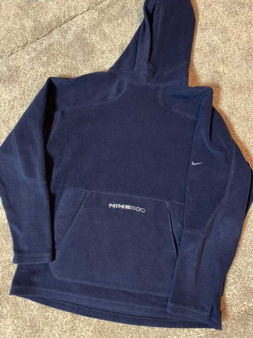 Nike blue swoosh fleece hoodie - image 1