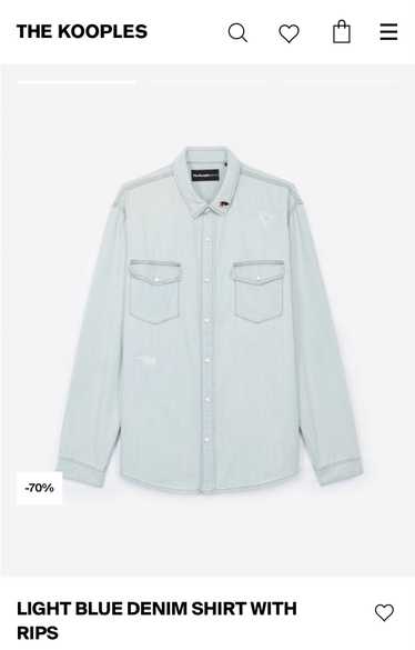 The Kooples - Light Blue Denim Shirt With Rips