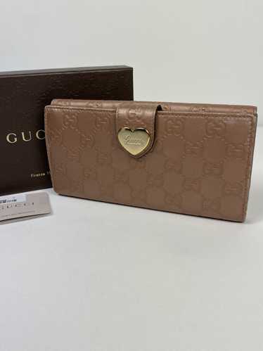 GUCCI Guccissima hotsell Long Wallet Heart Brown Bifold Leather