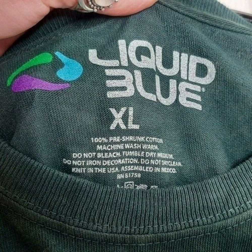 Liquid Blue Y2K Green Tie Dye Wolf Tee sz XL - image 4