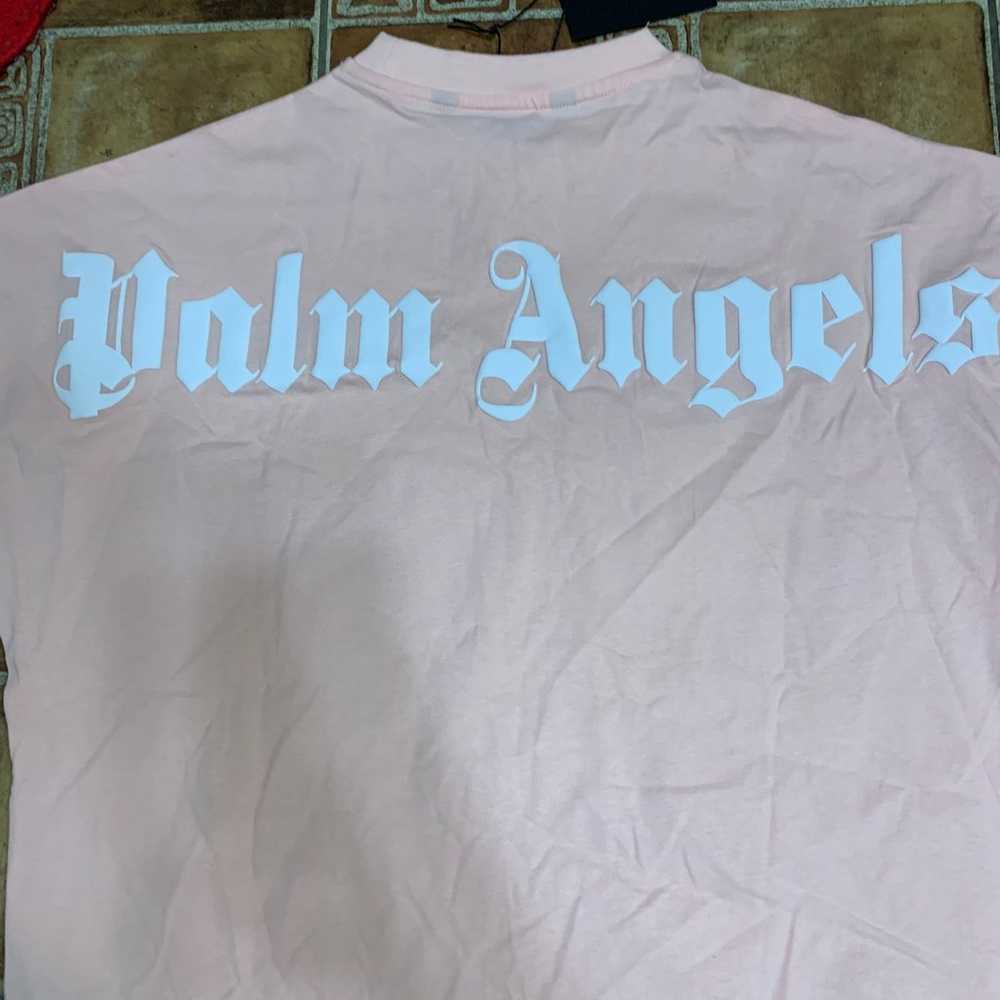 Palm angels pink curved logo T-shirt size M - image 2