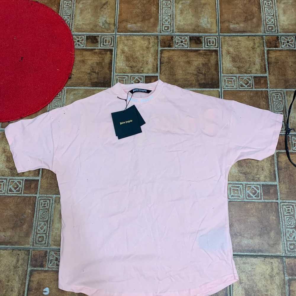 Palm angels pink curved logo T-shirt size M - image 3