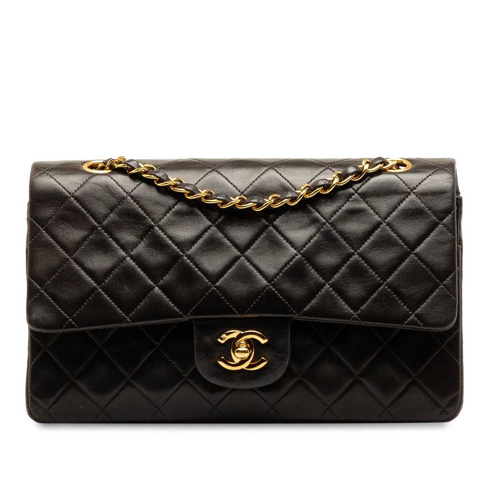 Black Chanel Medium Classic Lambskin Double Flap … - image 1