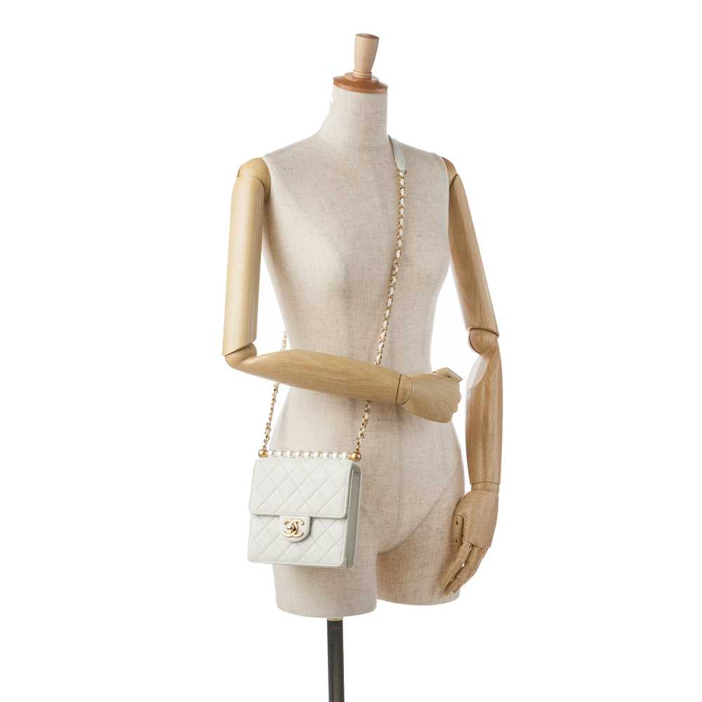 White Chanel Small Chic Pearls Flap Bag - image 11