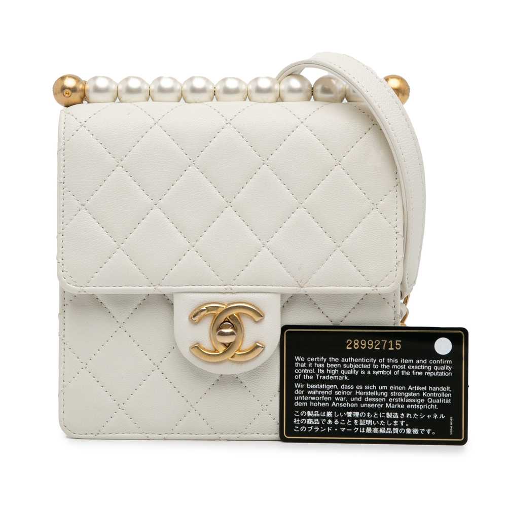 White Chanel Small Chic Pearls Flap Bag - image 12