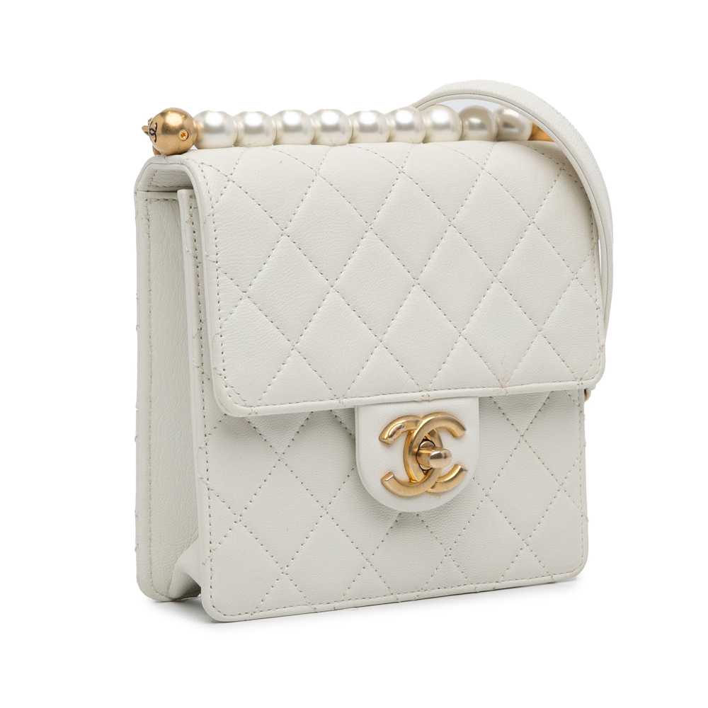 White Chanel Small Chic Pearls Flap Bag - image 2