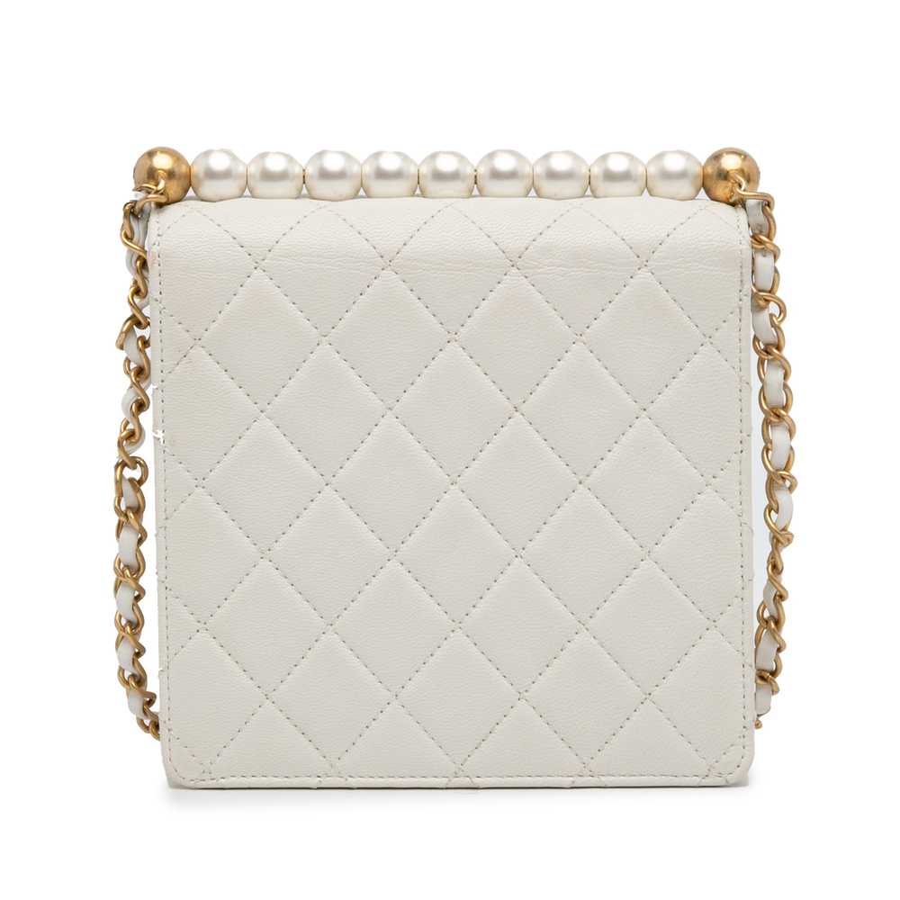 White Chanel Small Chic Pearls Flap Bag - image 4