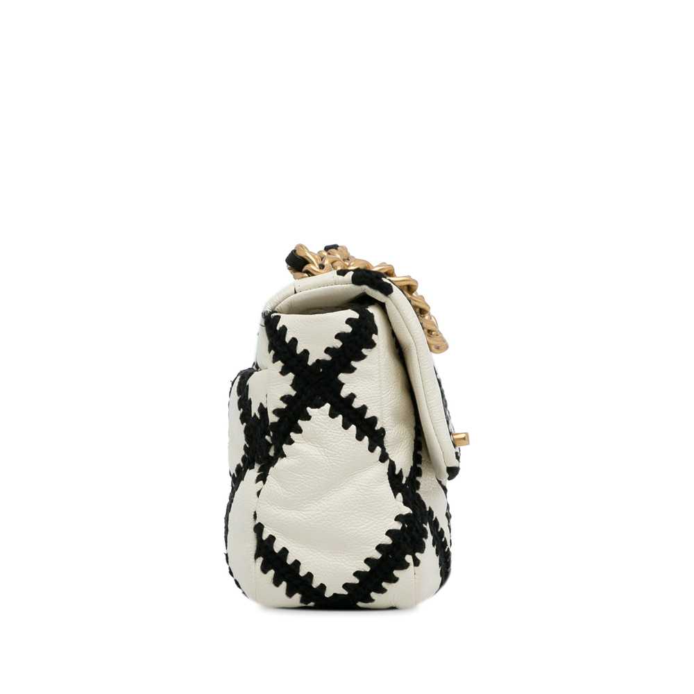 White Chanel Medium 19 Crochet Calfskin Flap Satc… - image 3
