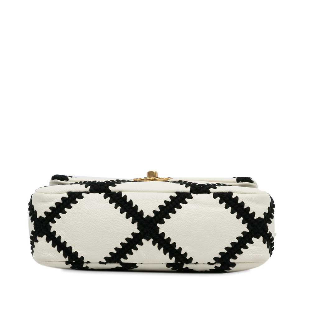 White Chanel Medium 19 Crochet Calfskin Flap Satc… - image 5