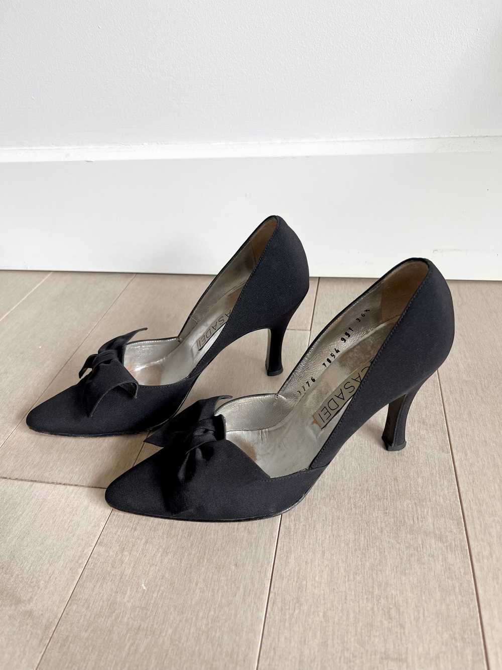 Casadei Casadei Black Bow Pointed Heels - Vintage… - image 5