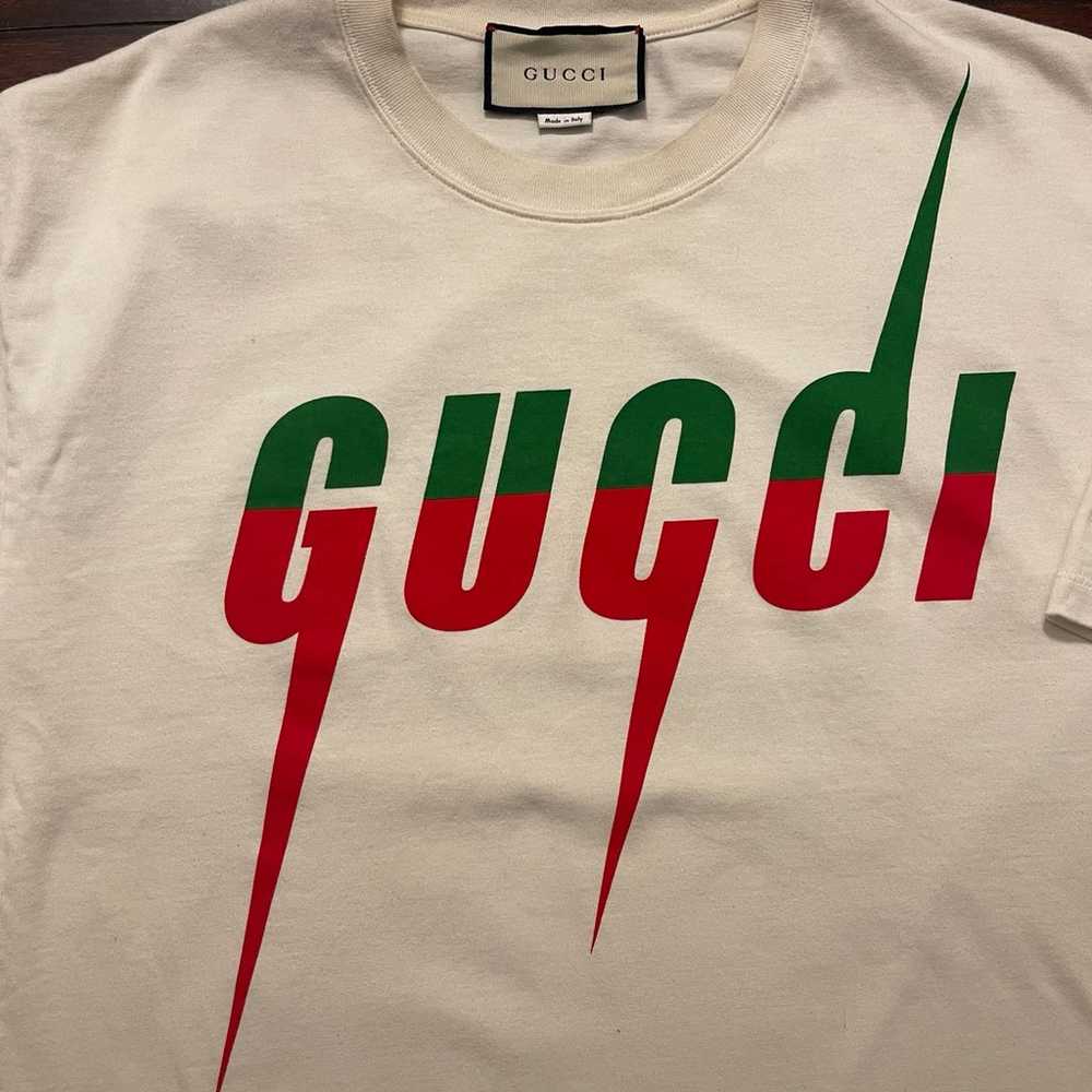 Authentic Gucci Blade T-Shirt White Red Green Men… - image 3