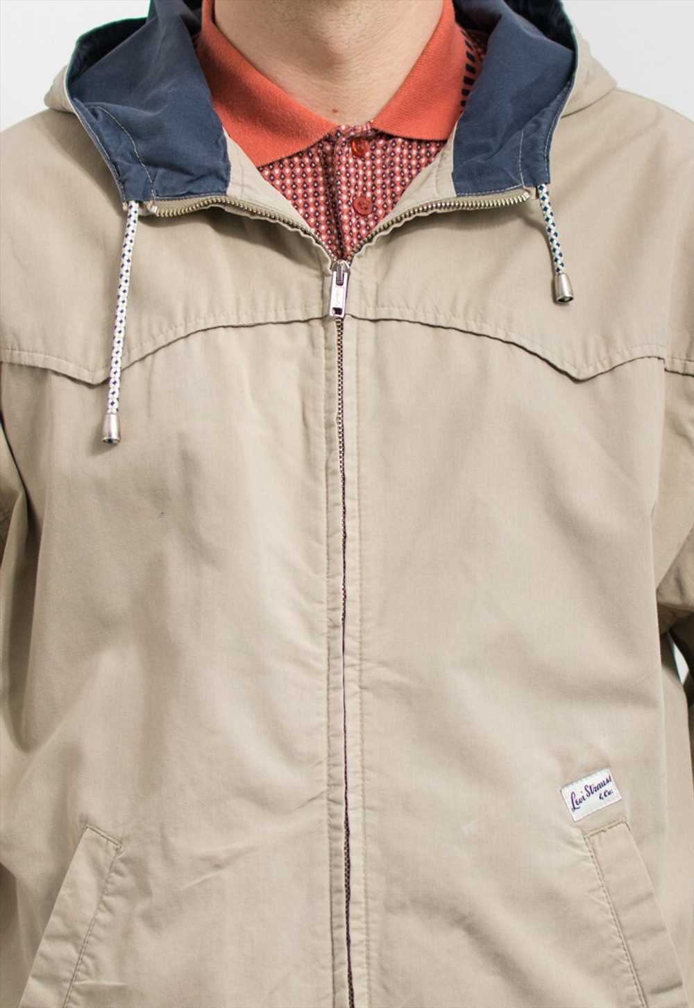 Levi's parka jacket hooded denim in beige men siz… - image 5