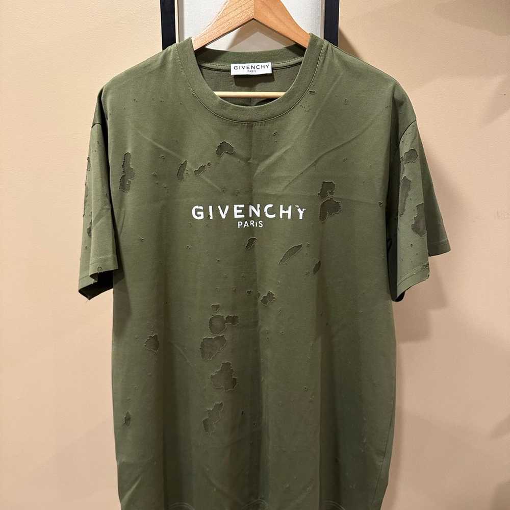Givenchy Destroyed / Distressed Olive Paris Logo … - image 3