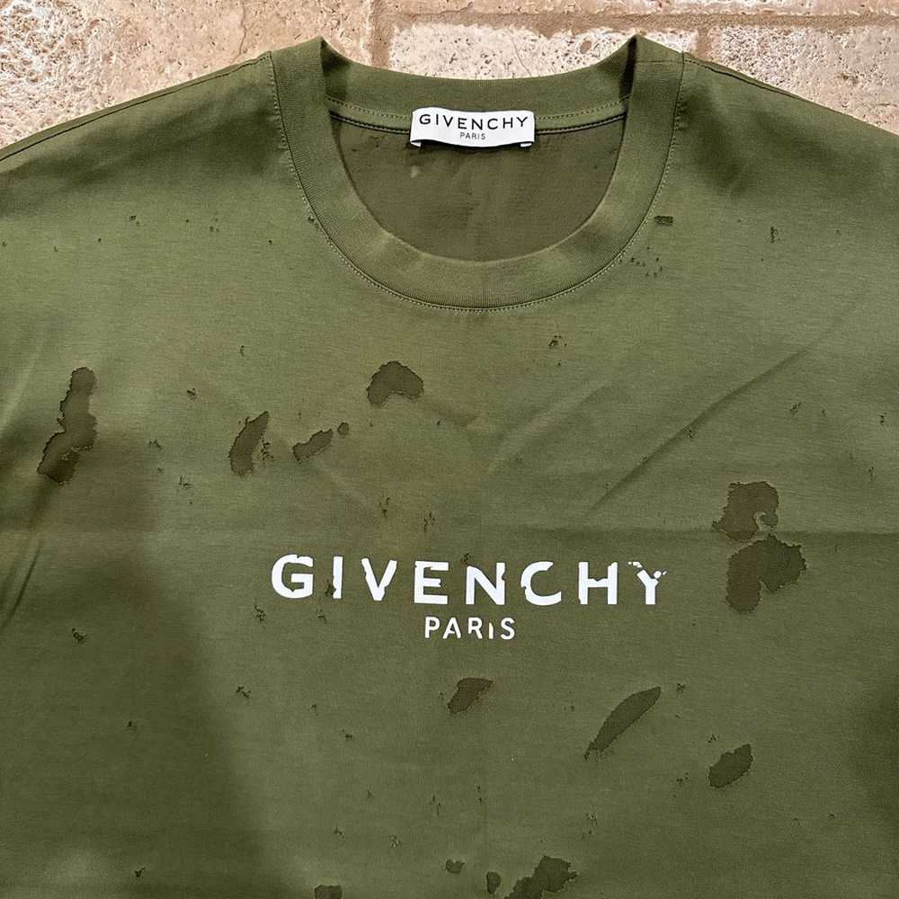 Givenchy Destroyed / Distressed Olive Paris Logo … - image 6