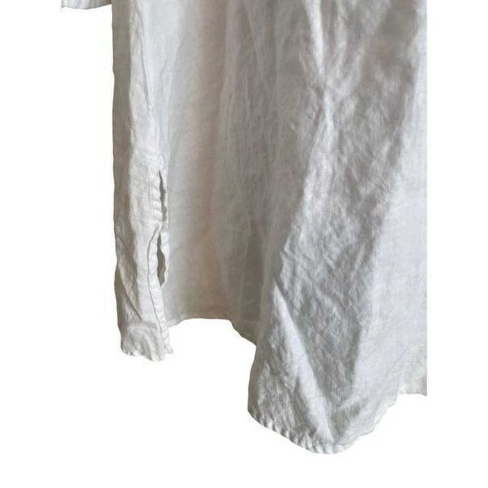Eileen Fisher 100% Organic Linen white 1/4 Button… - image 3