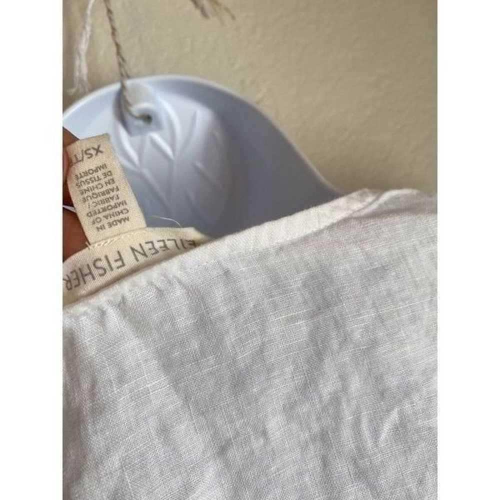 Eileen Fisher 100% Organic Linen white 1/4 Button… - image 5