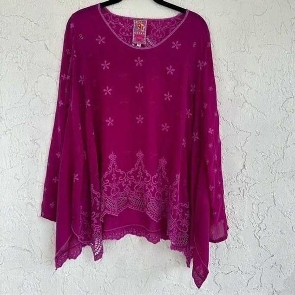 JOHNNY WAS Pink Eyelet Boho Embroidered Blouse Wo… - image 3
