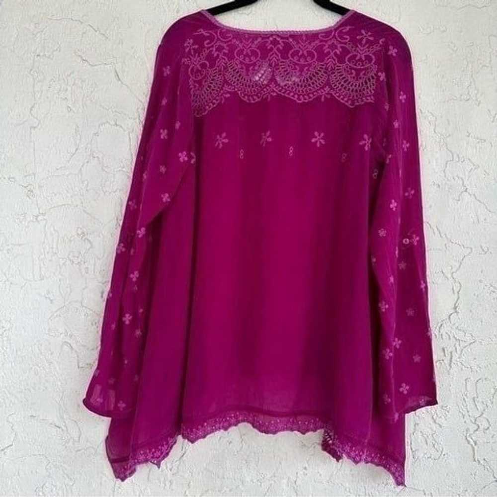 JOHNNY WAS Pink Eyelet Boho Embroidered Blouse Wo… - image 4