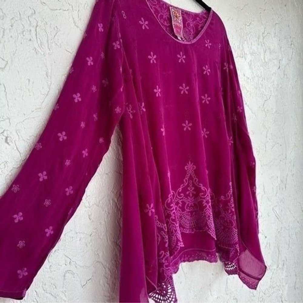 JOHNNY WAS Pink Eyelet Boho Embroidered Blouse Wo… - image 7