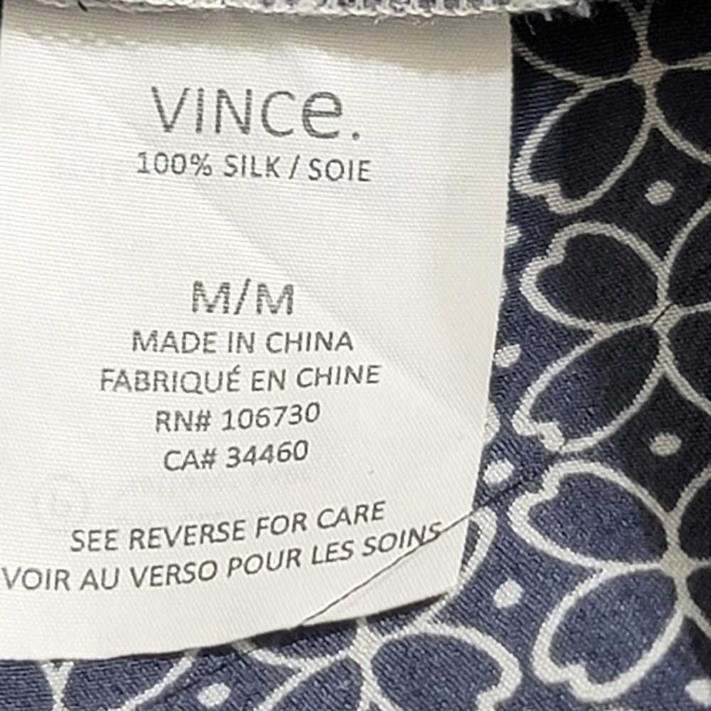 Vince 100% Silk Tunic Dress Top M Shortsleeve Blue - image 8
