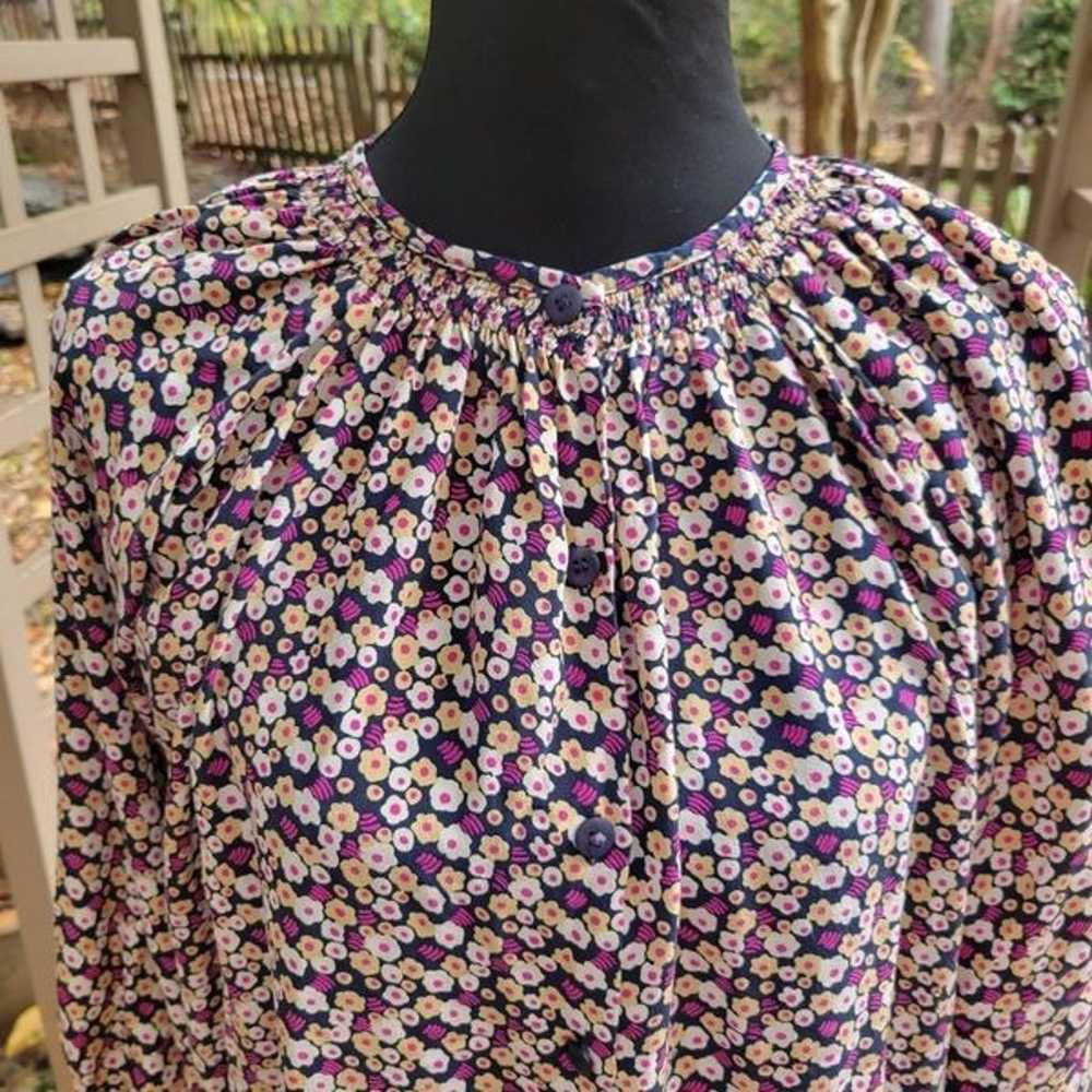 Tucker Silk Floral Long Sleeve Blouse Size Large - image 2