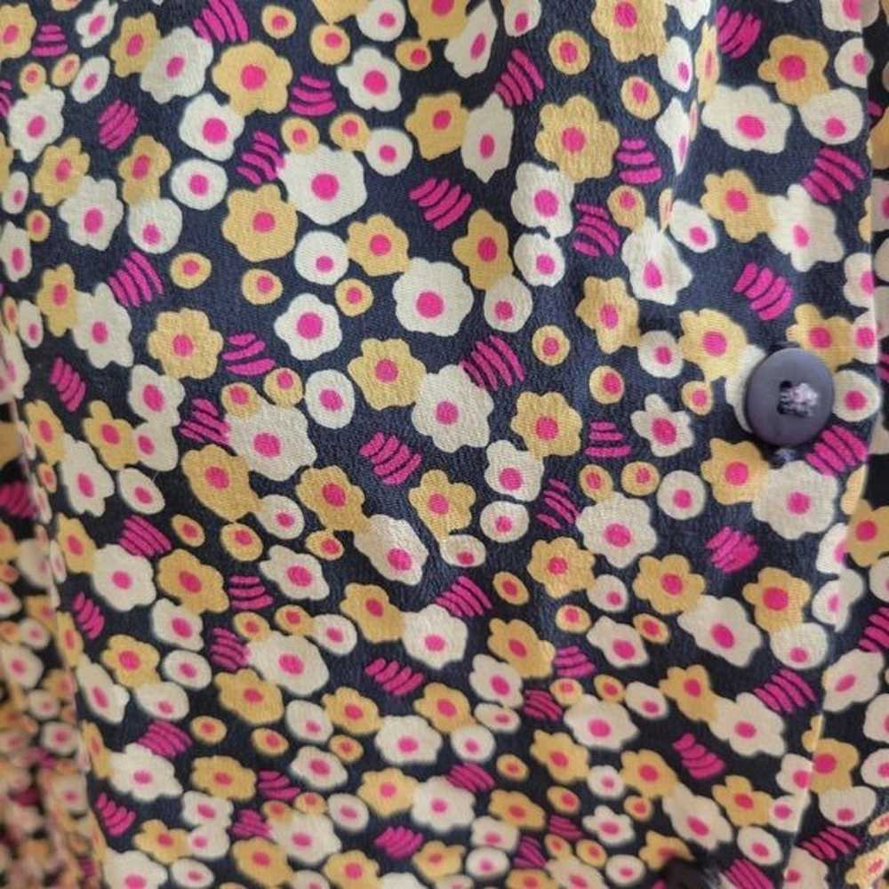 Tucker Silk Floral Long Sleeve Blouse Size Large - image 3
