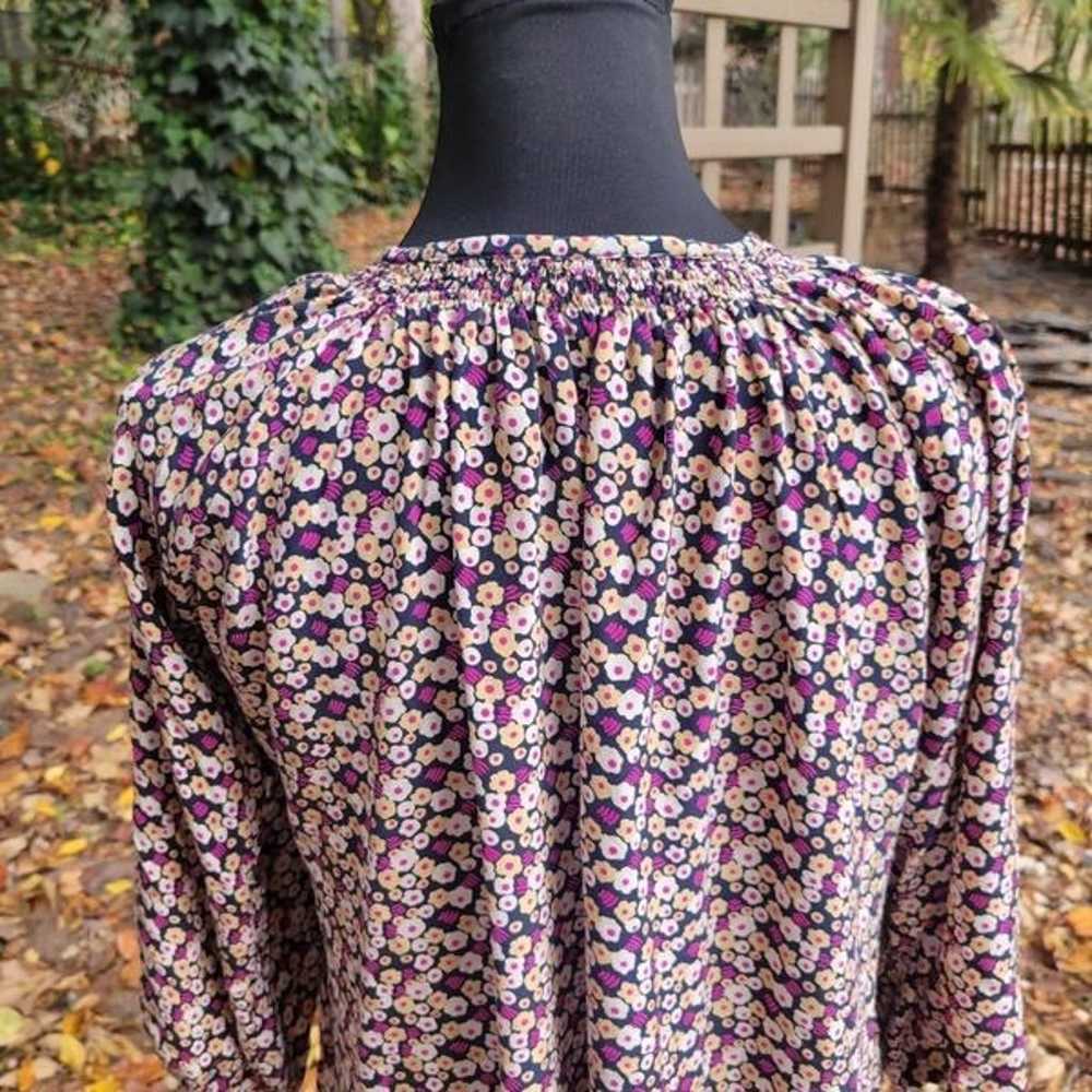 Tucker Silk Floral Long Sleeve Blouse Size Large - image 9