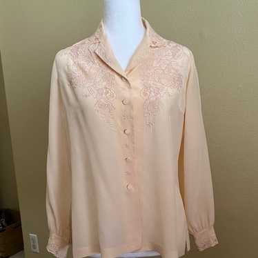 100% Silk Vintage hand embroidered blouse
