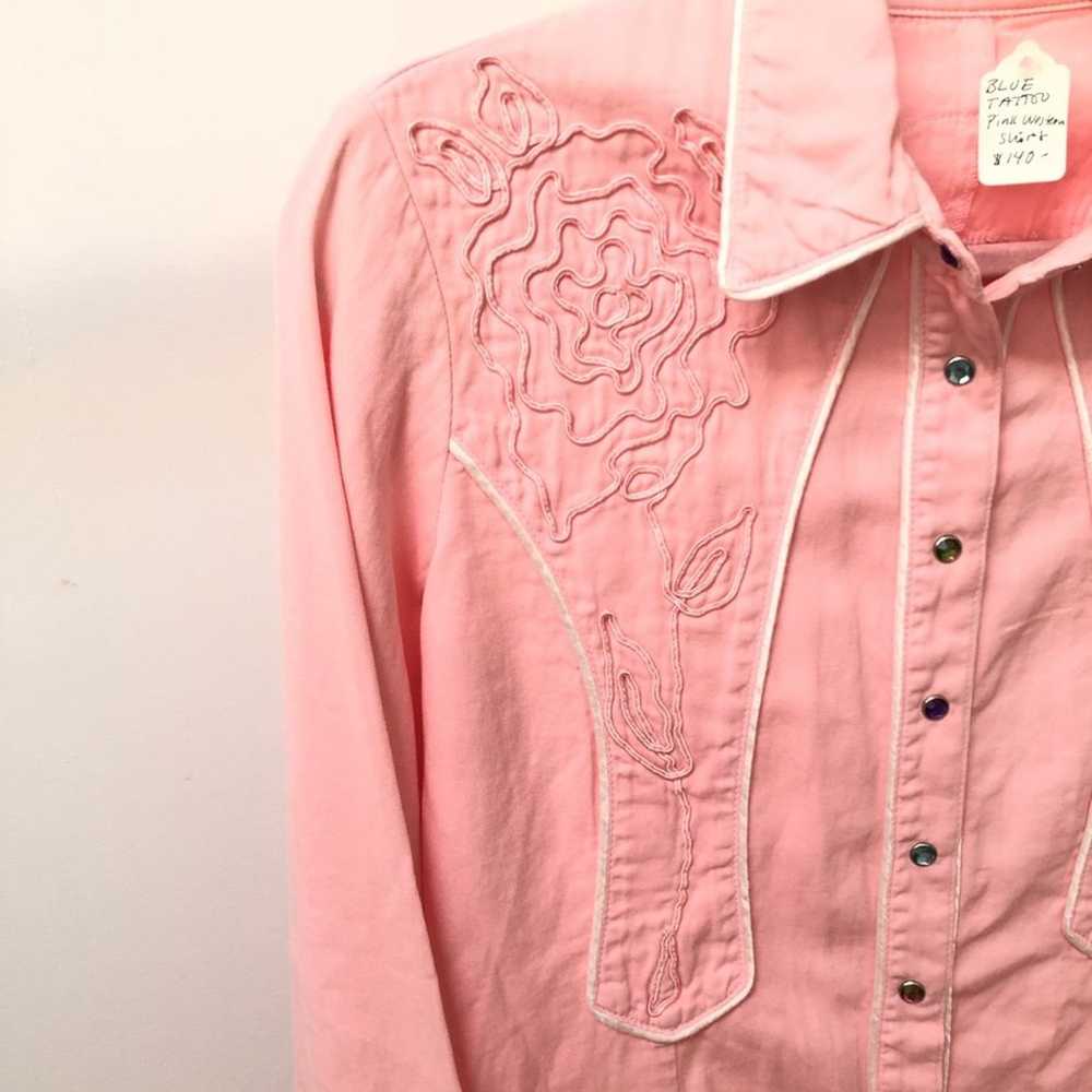 Blue Tattoo | Pink Skull Long Sleeve Button Down - image 2
